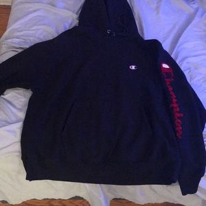 Black and red champion hoodie